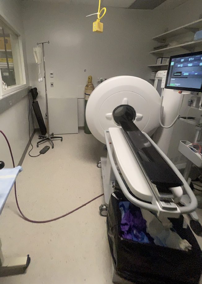 PET scanner installed in a renovated laboratory room.